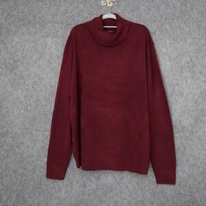 Nova Men Sweater 2XL Burgundy Turtleneck‎ Long Sleeve Ribbed Knit Soft Preppy